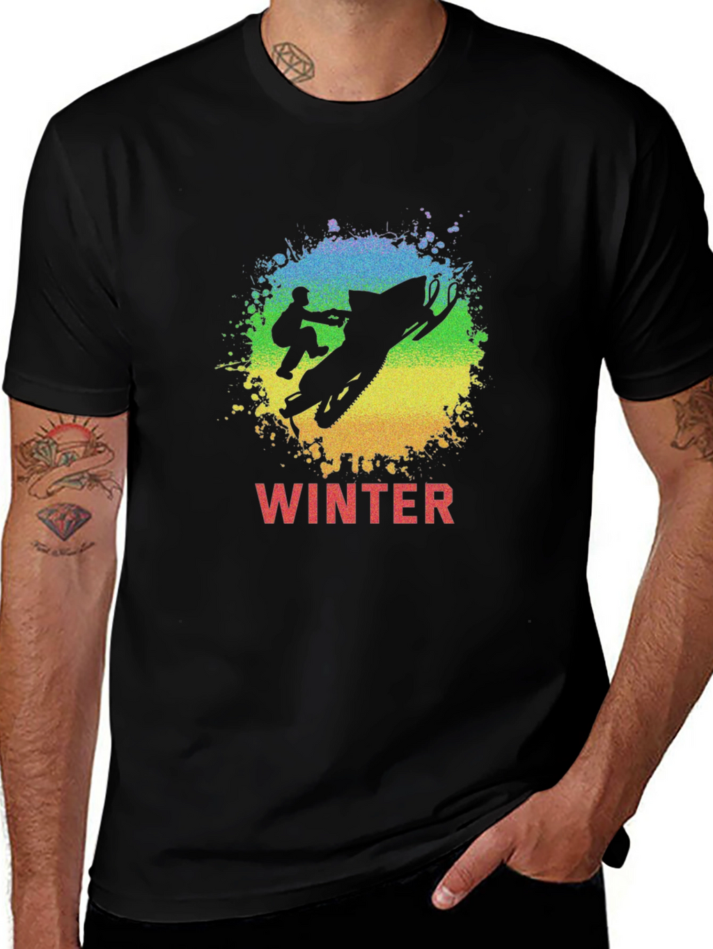 Winter Snowmobile Graphic Tee - Black