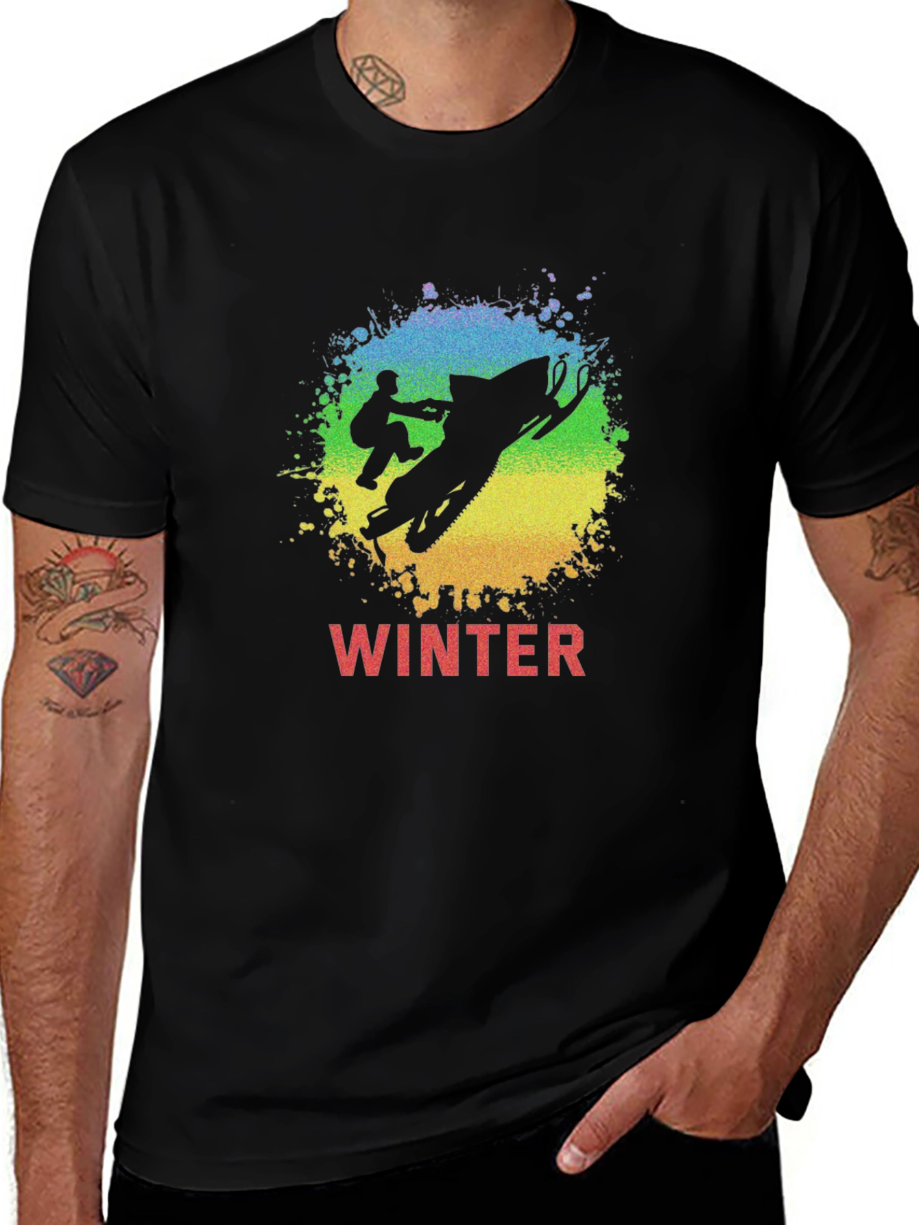 Winter Snowmobile Graphic Tee - Black