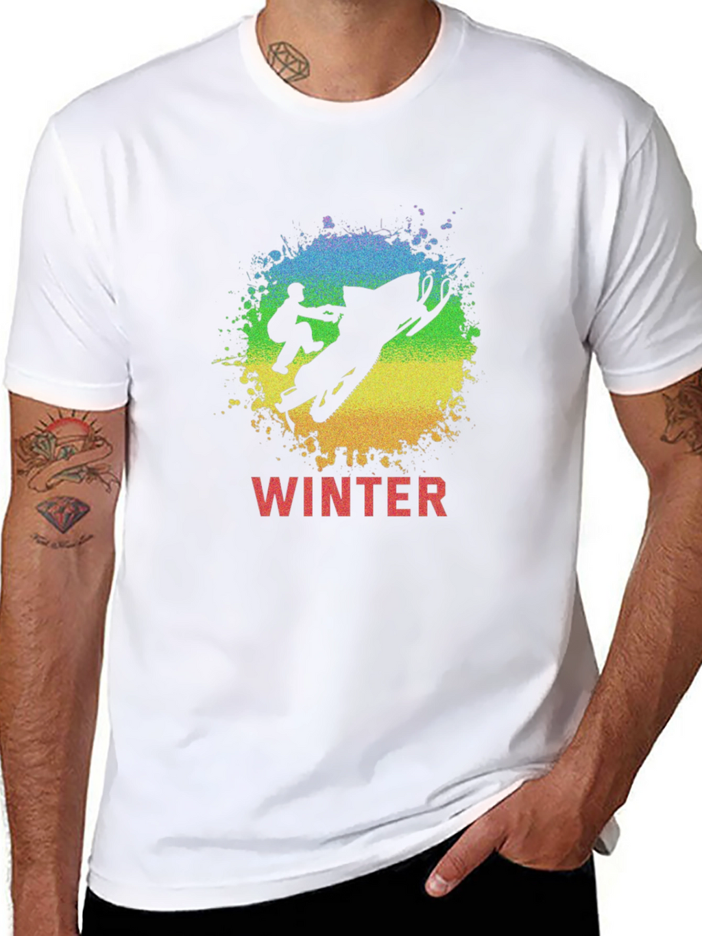 Winter Snowmobile Graphic Tee - Black
