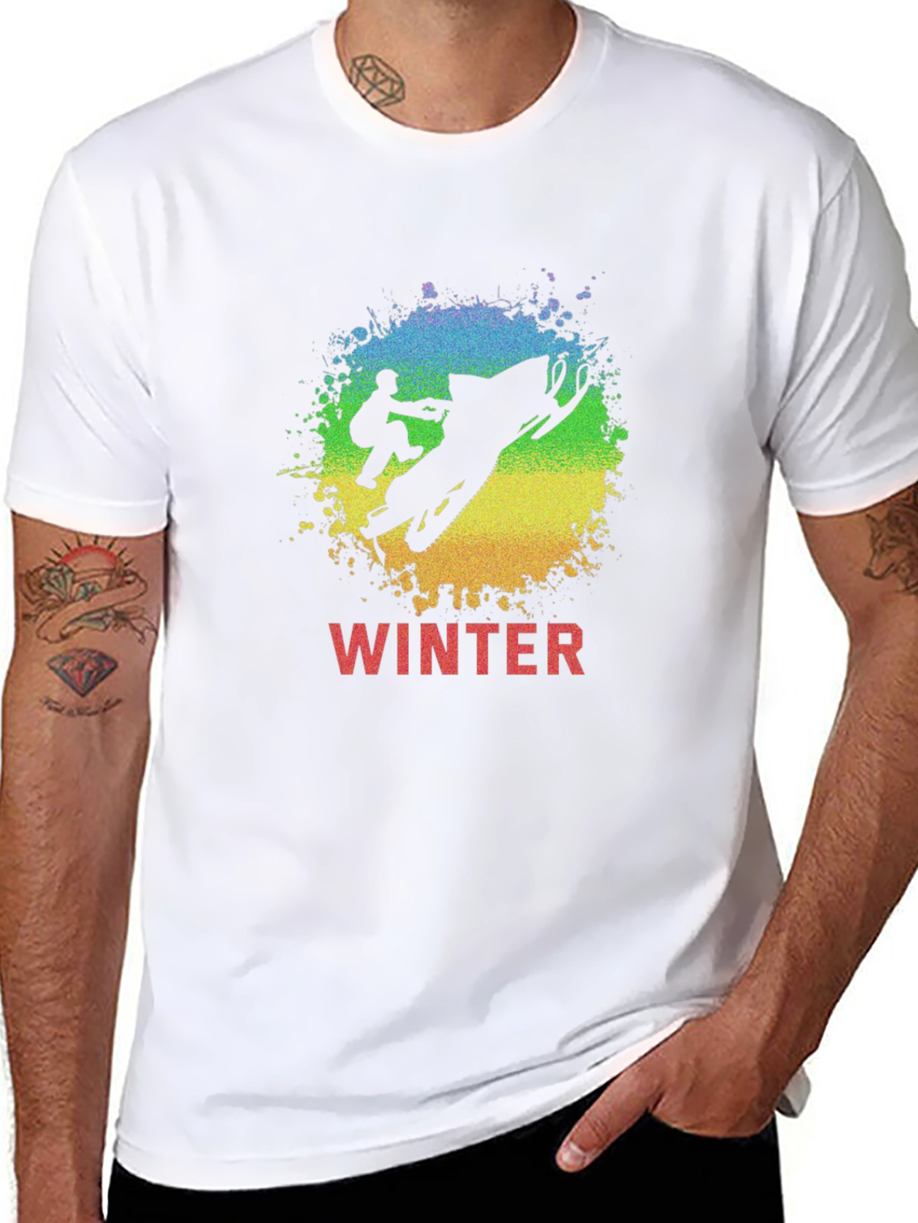 Winter Snowmobile Graphic Tee - Black