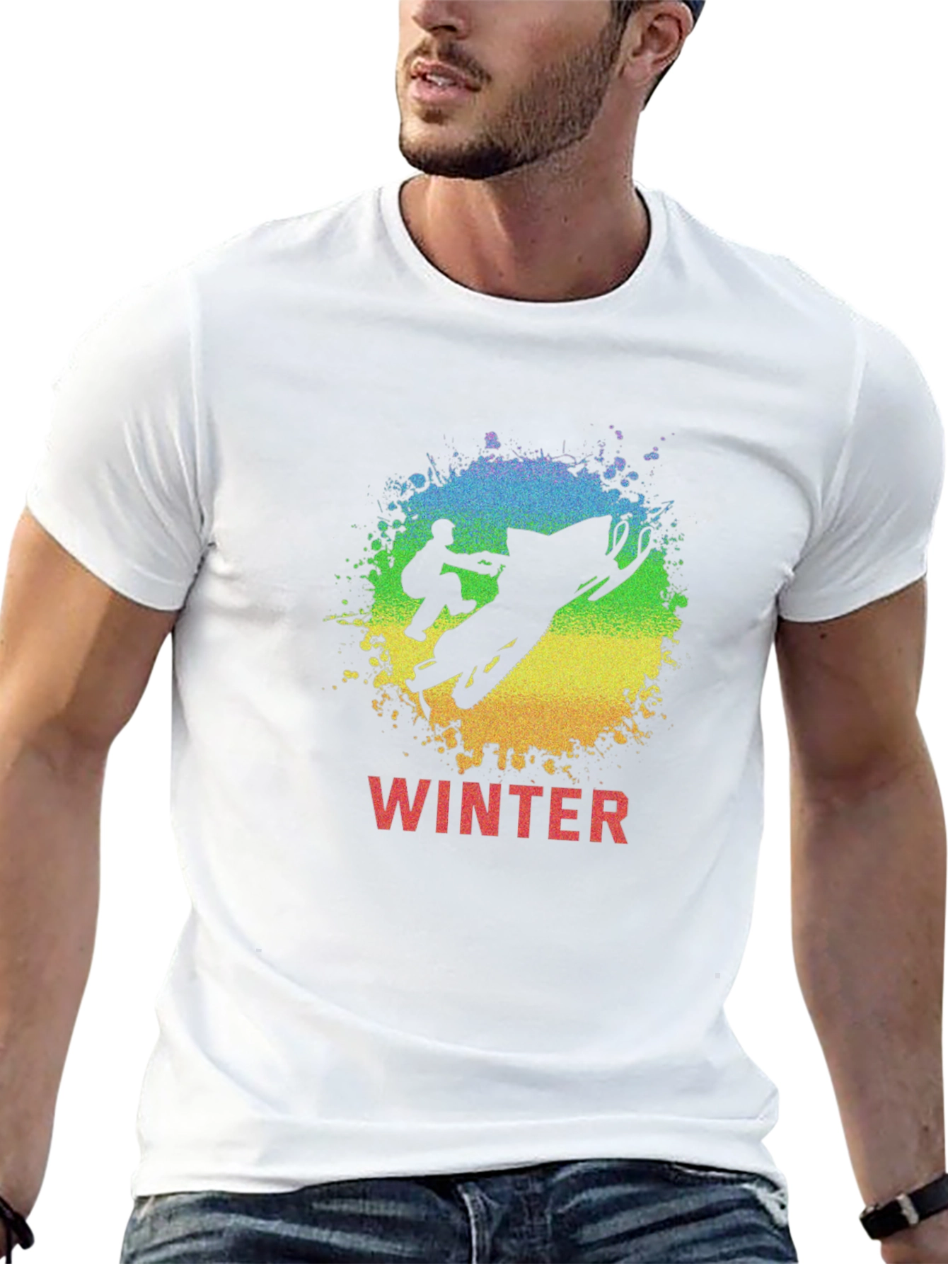 Winter Snowmobile Graphic Tee - Black