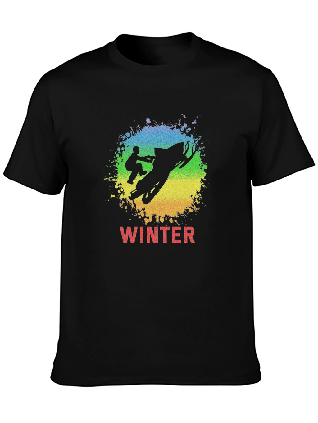 Winter Snowmobile Graphic Tee - Black