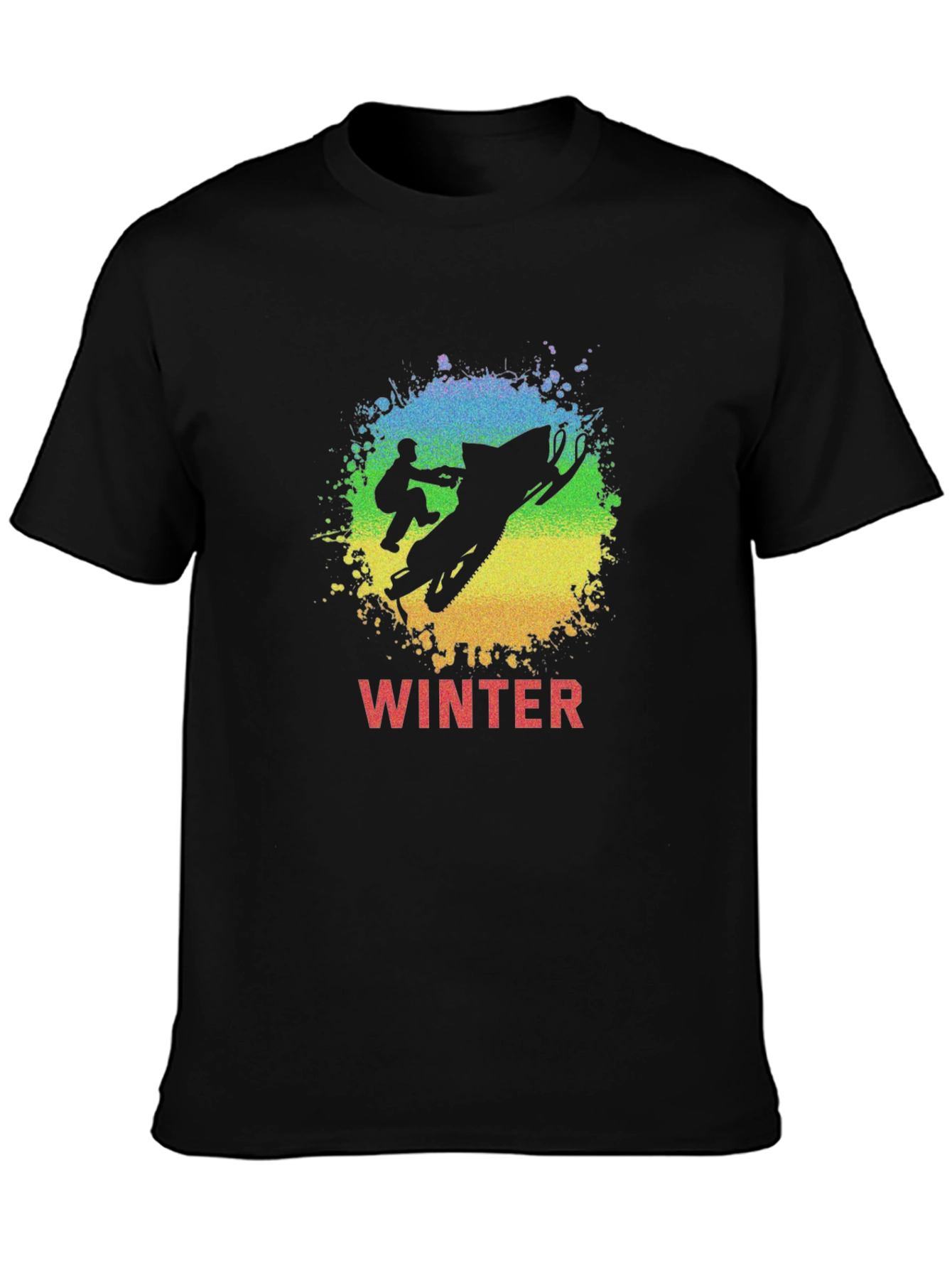 Winter Snowmobile Graphic Tee - Black