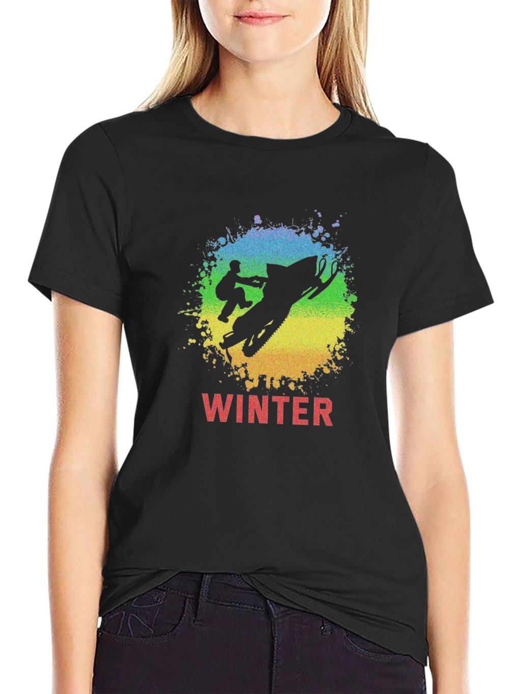 Winter Snowmobile Graphic Tee - Black