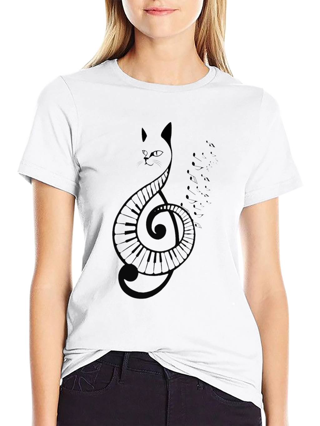 Cat Clef Music T-Shirt - Black