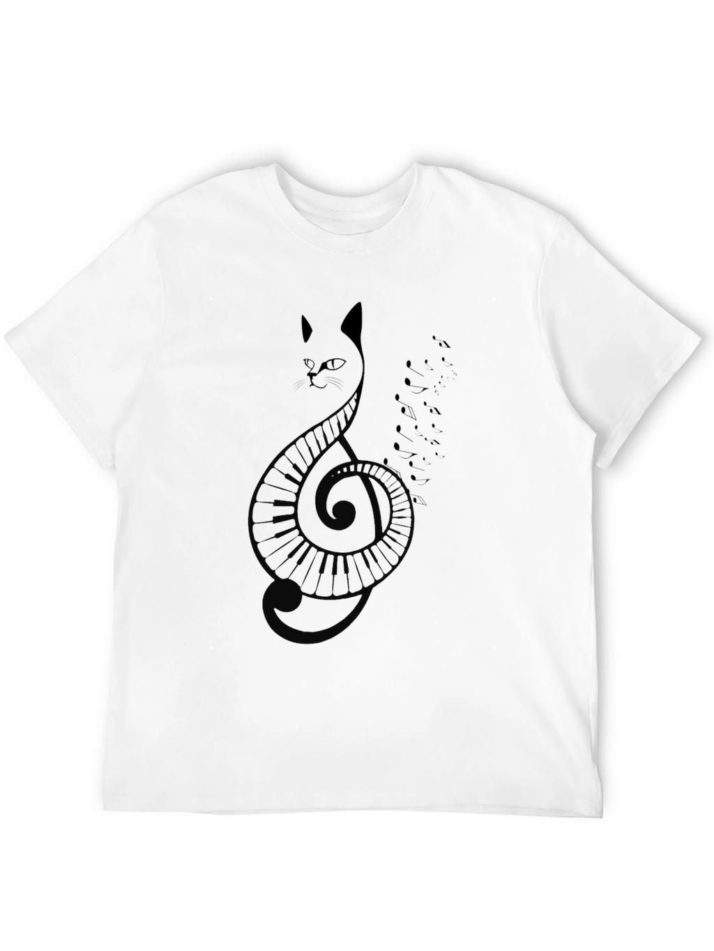 Cat Clef Music T-Shirt - Black