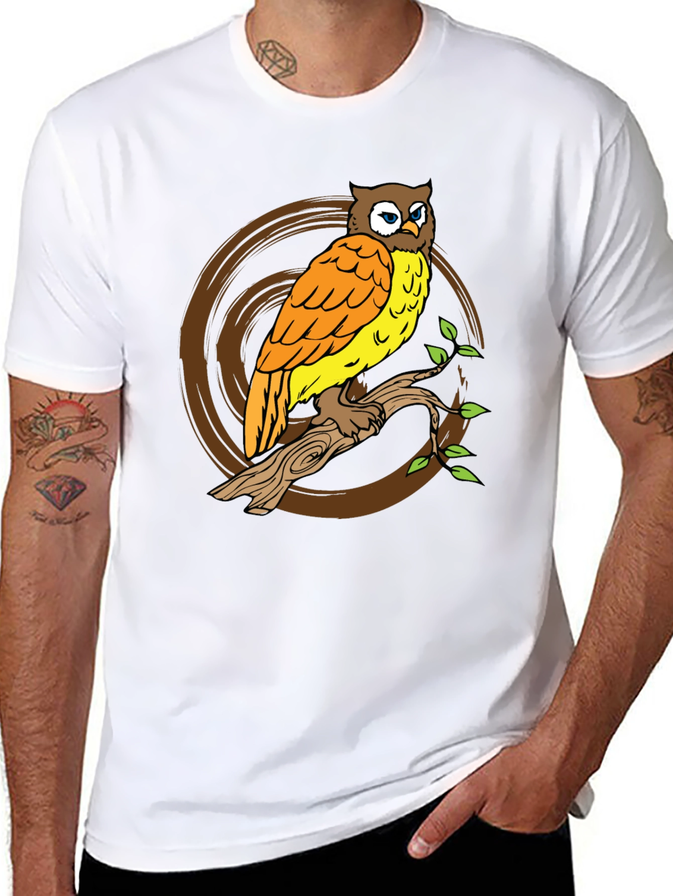 Owl On Branch Graphic Tee