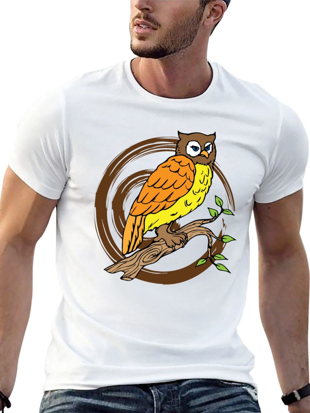 Owl On Branch Graphic Tee