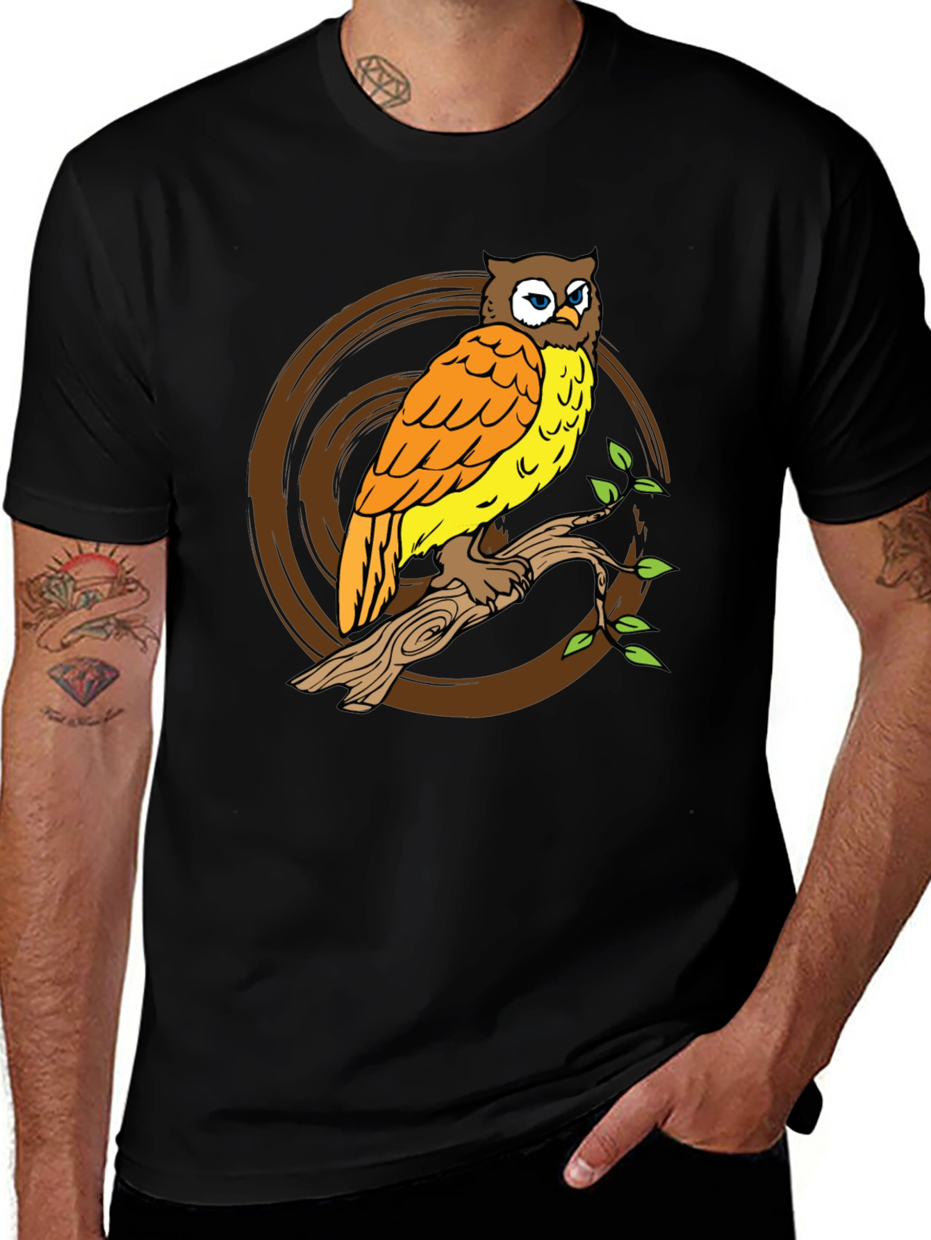 Owl On Branch Graphic Tee