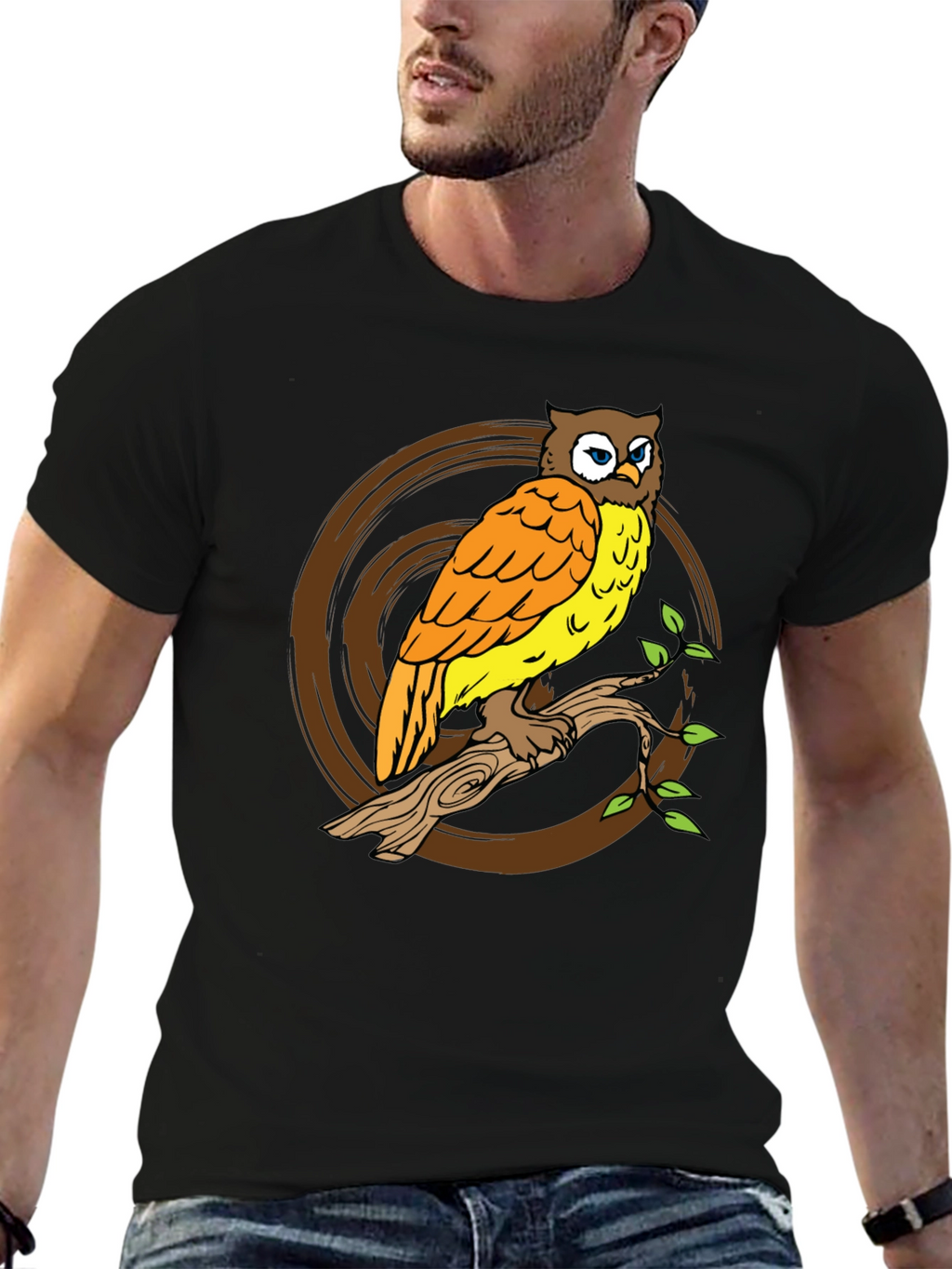 Owl On Branch Graphic Tee