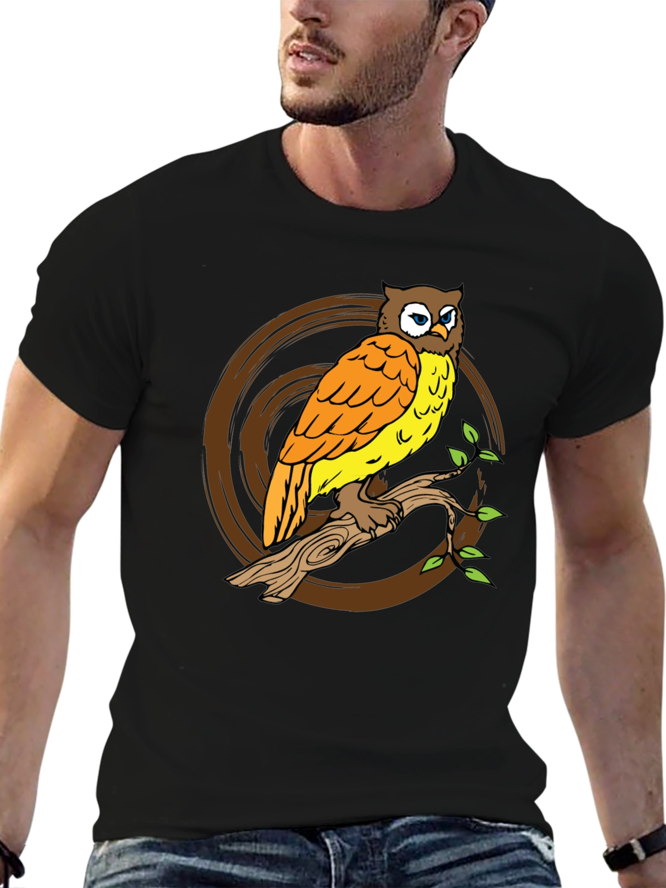 Owl On Branch Graphic Tee