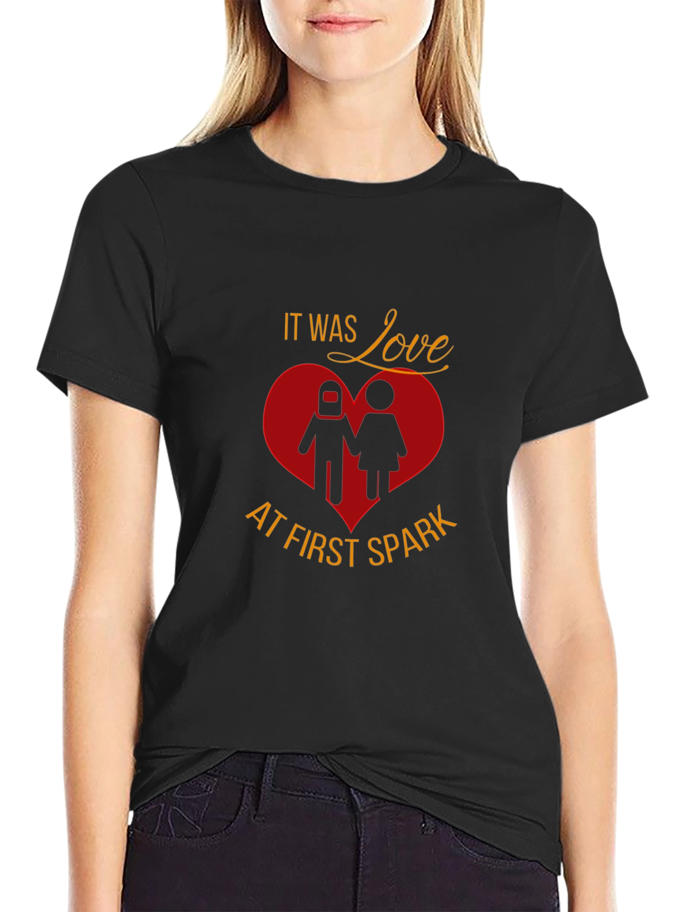 Welder Romance Black T-Shirt - It Was Love At First Spark!