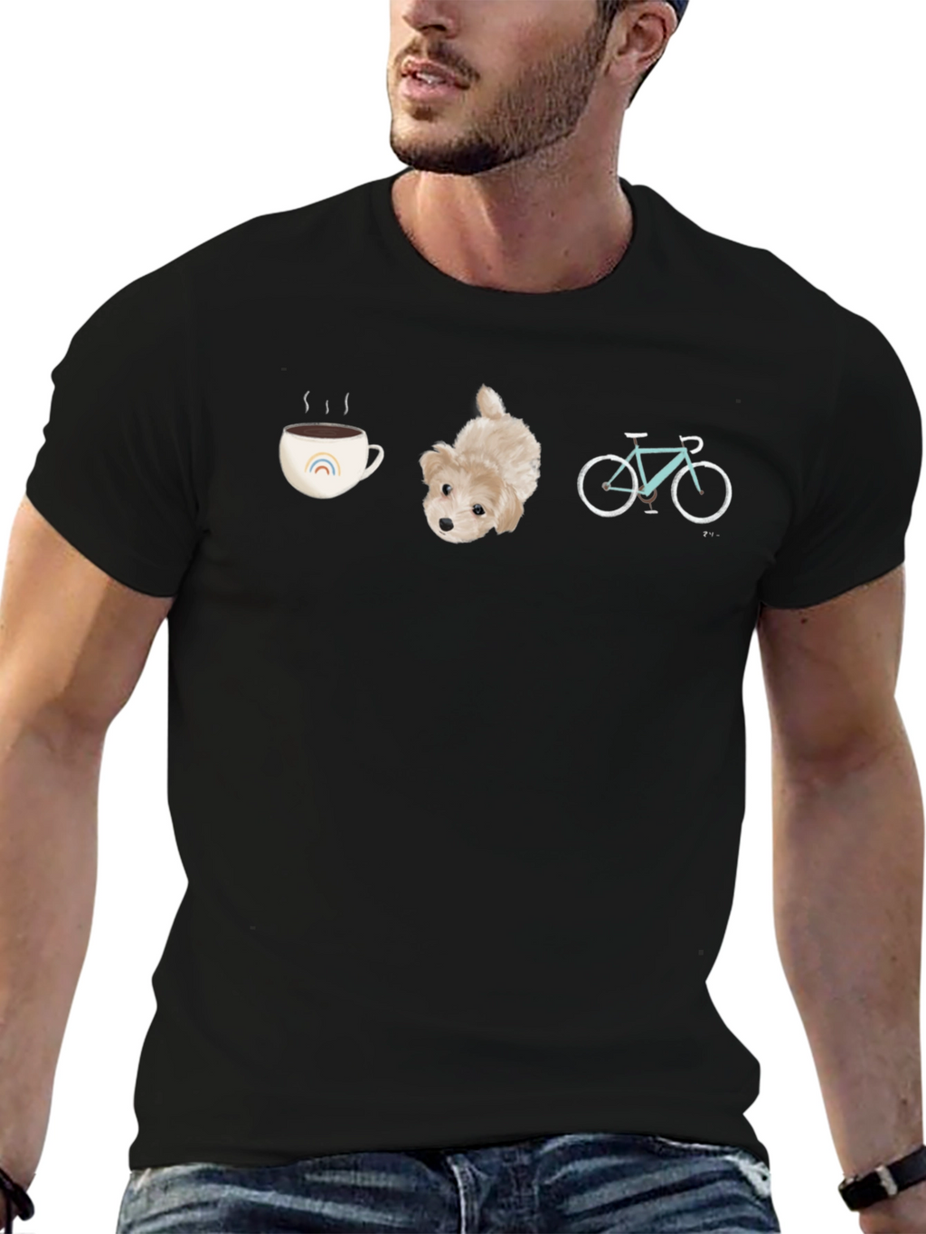 Coffee Dog & Bike Graphic Tee