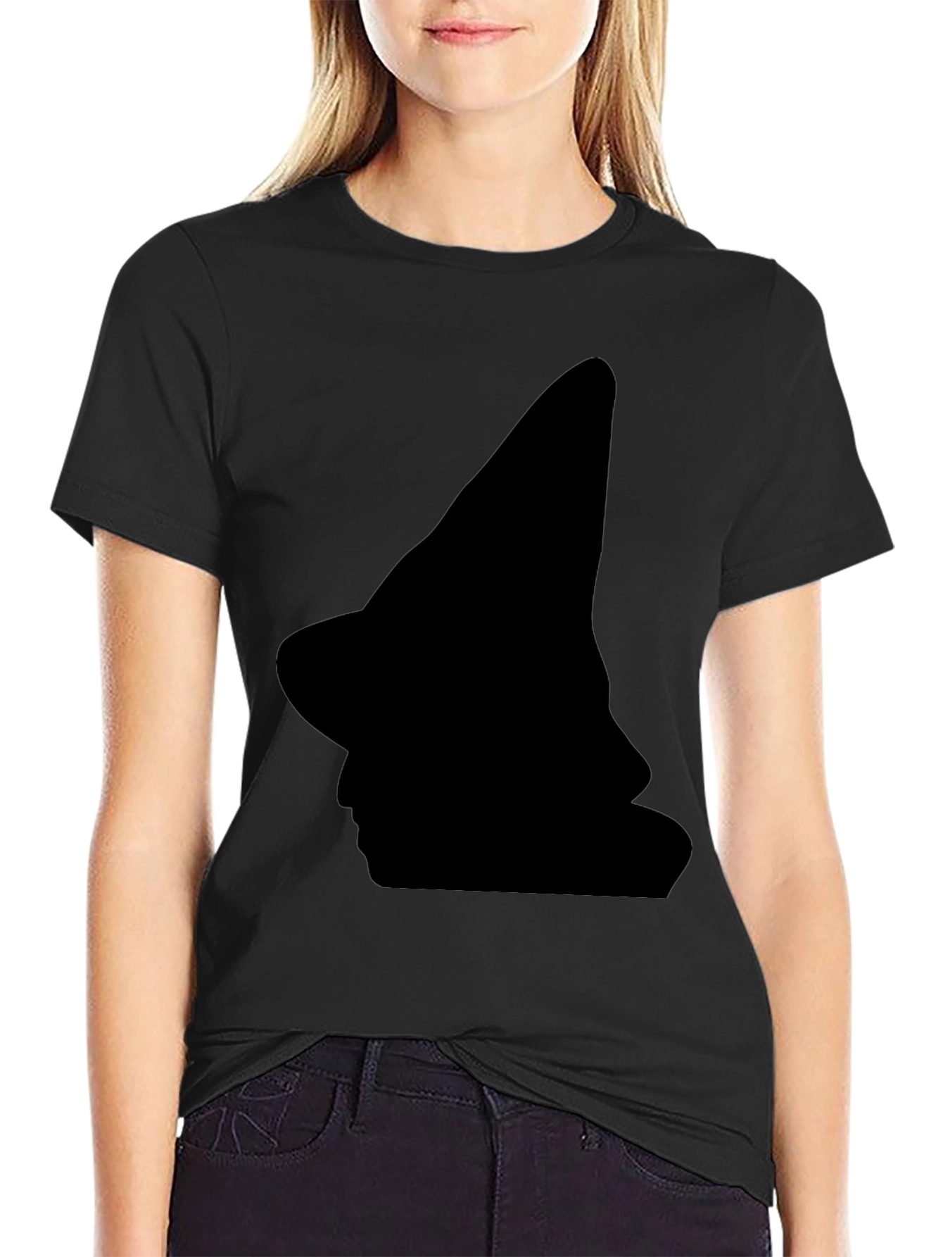 Witch Silhouette Black T-Shirt - Halloween Style