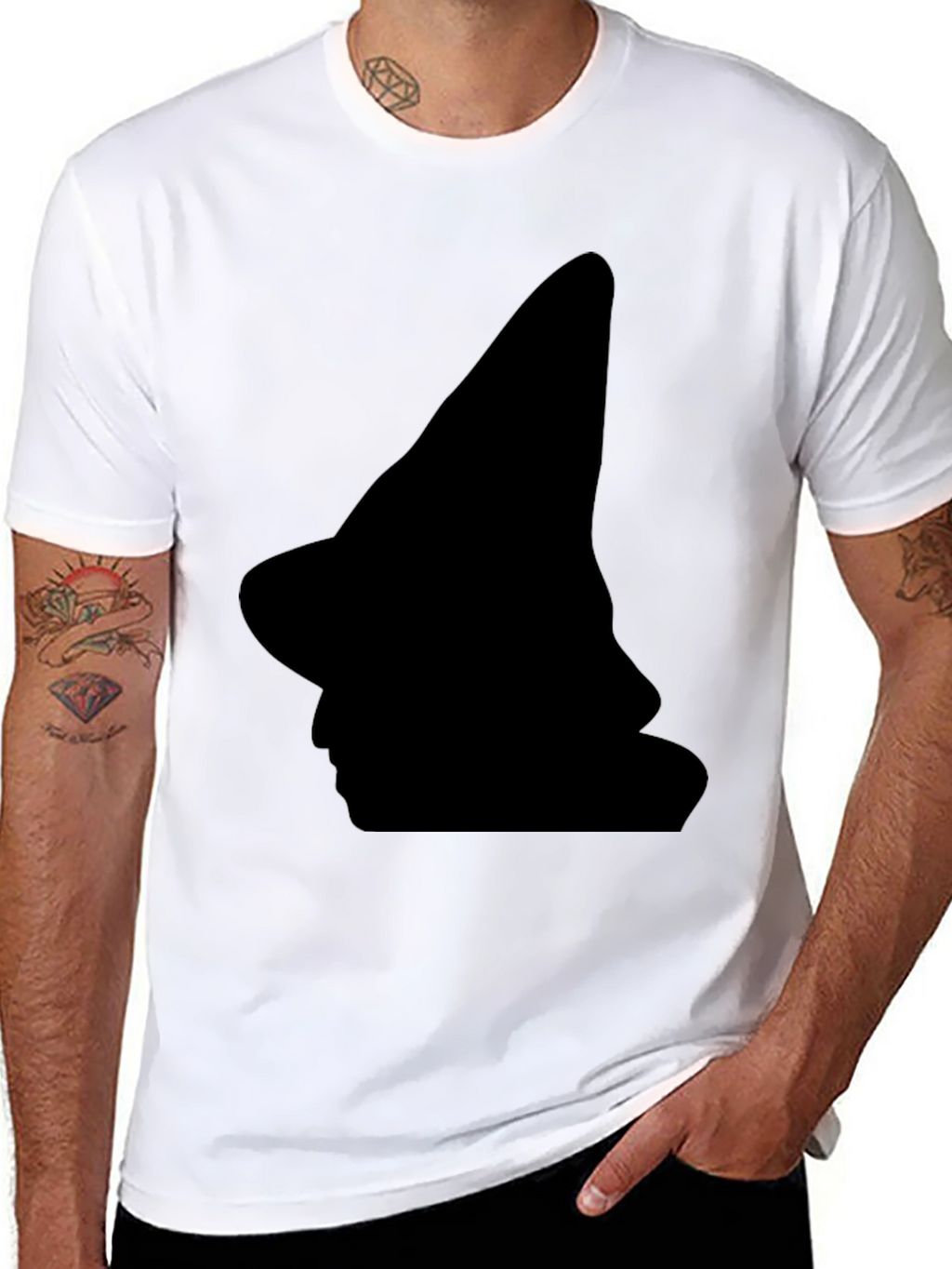 Witch Silhouette Black T-Shirt - Halloween Style