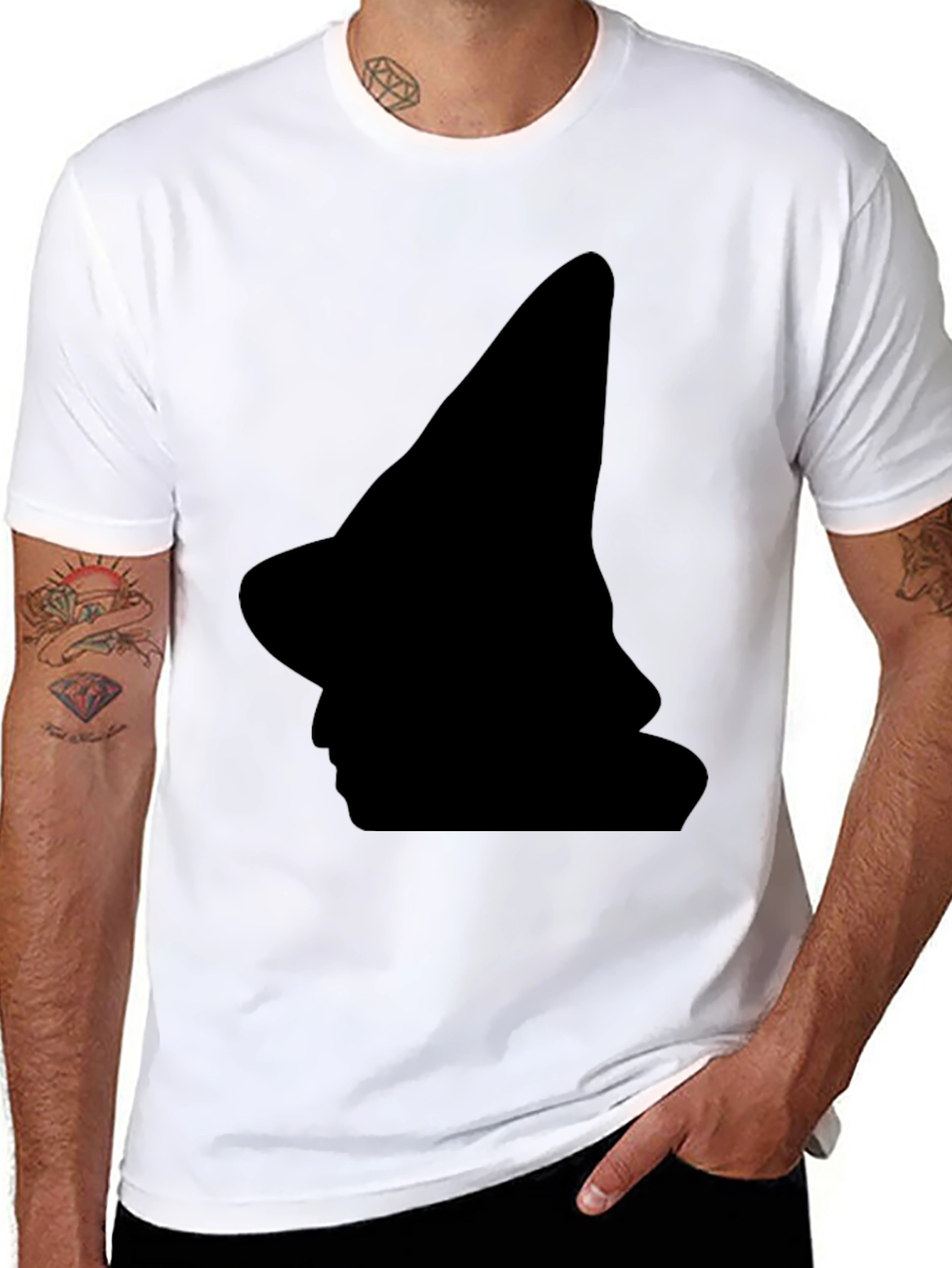Witch Silhouette Black T-Shirt - Halloween Style
