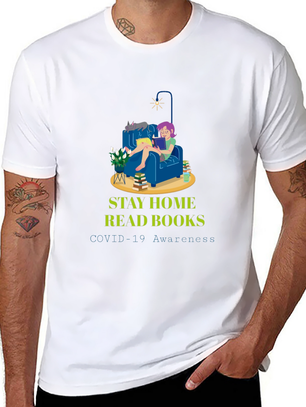 Stay Home & Read T-Shirt - COVID-19 Awareness