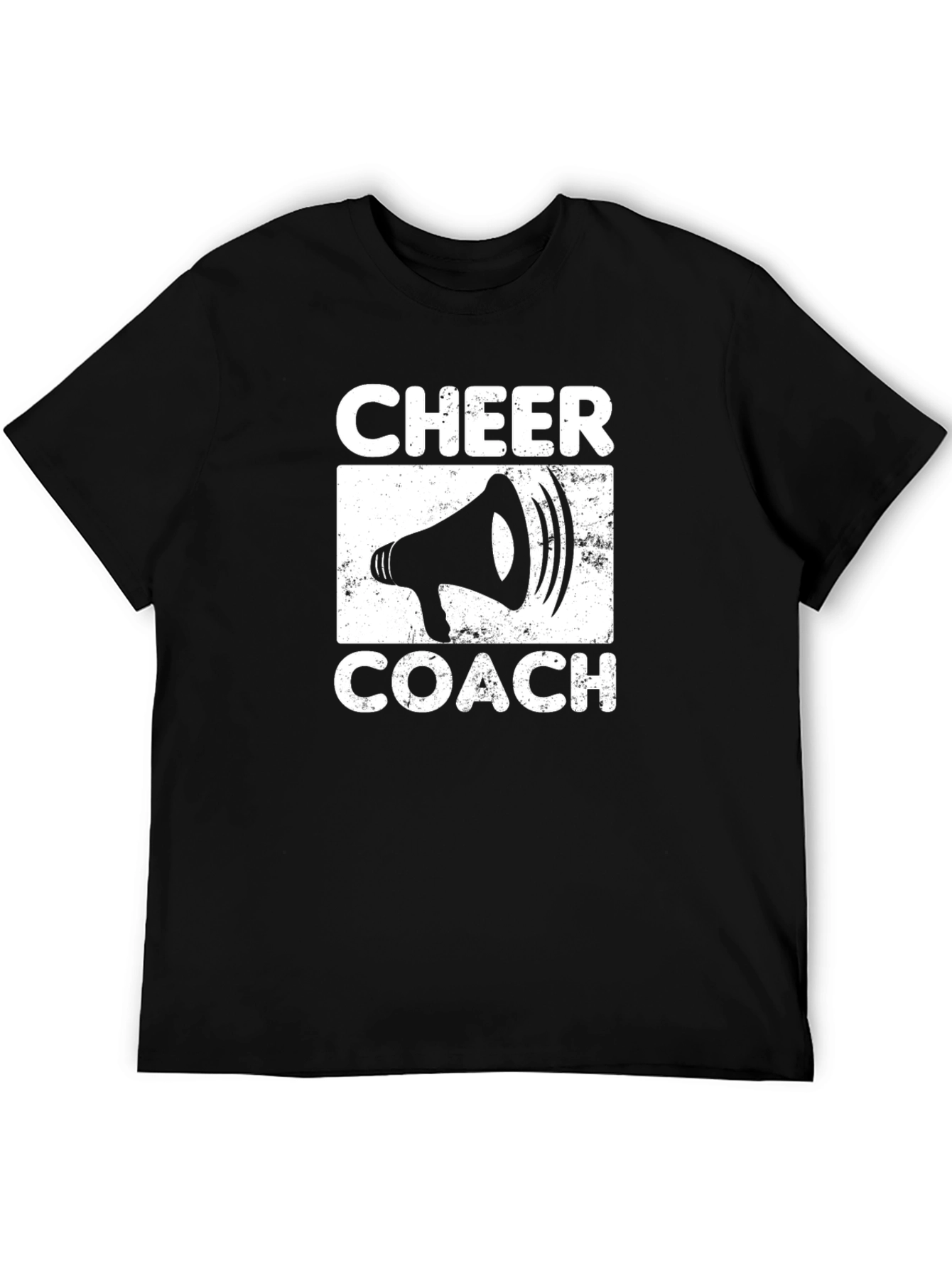 Cheer Coach T-Shirt: Megaphone Graphic Black Tee