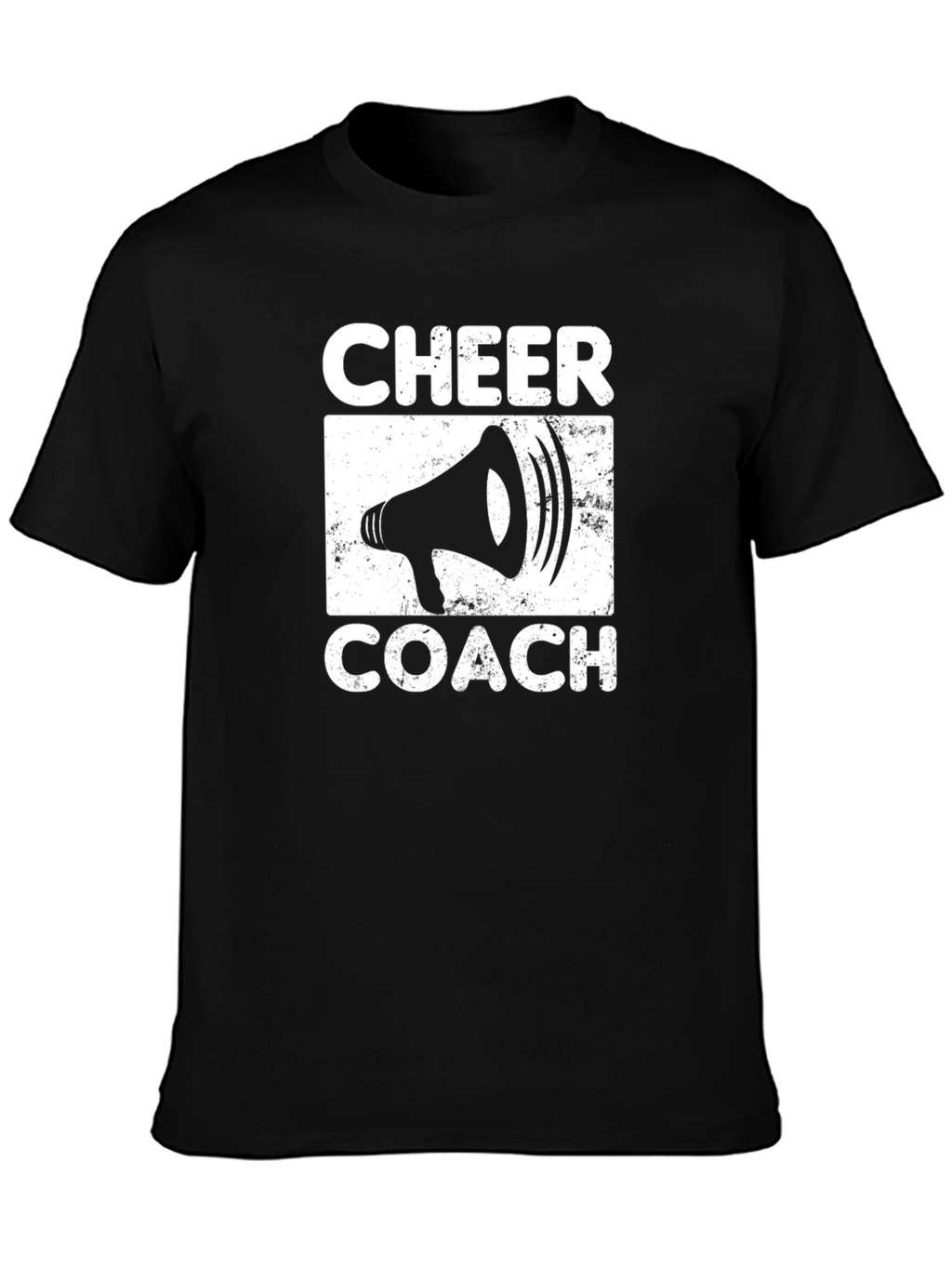 Cheer Coach T-Shirt: Megaphone Graphic Black Tee