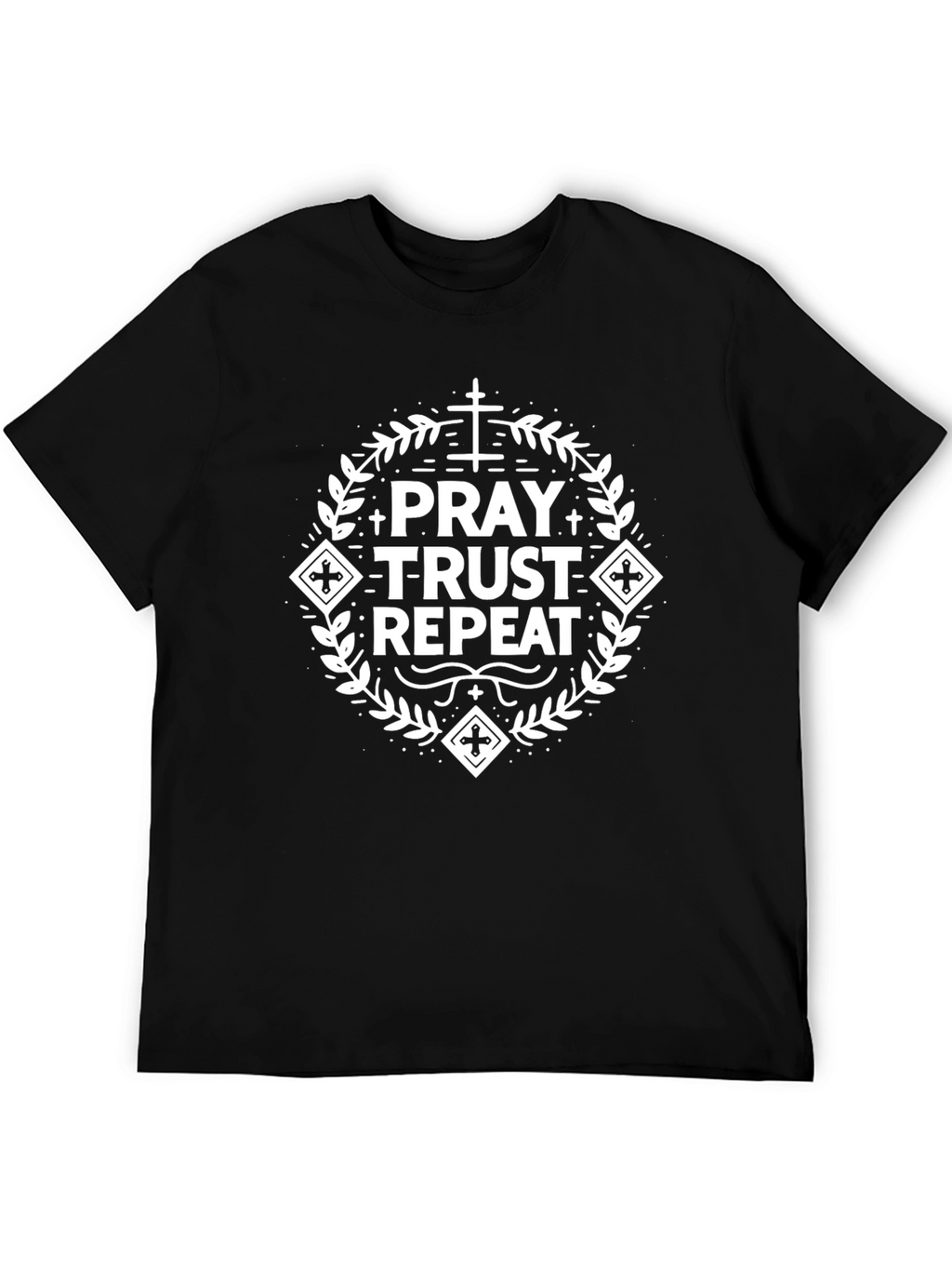 Pray Trust Repeat Graphic Tee - Christian Faith T-Shirt
