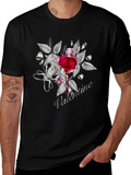 Valentines Rose Black T-Shirt