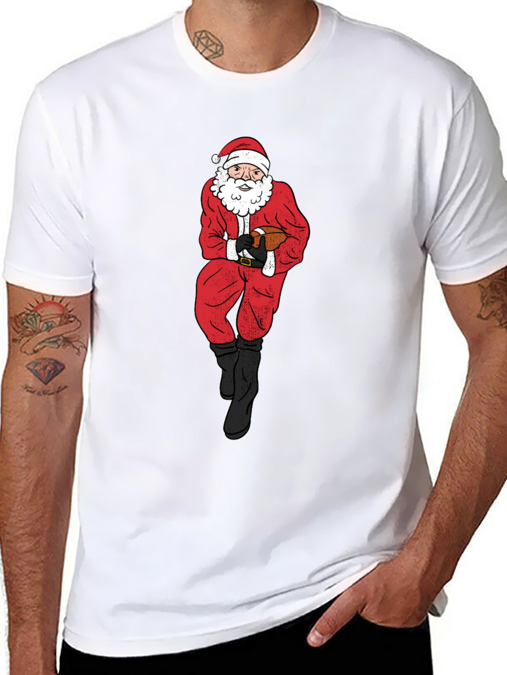 Santa Football Graphic Tee - Holiday Cheer