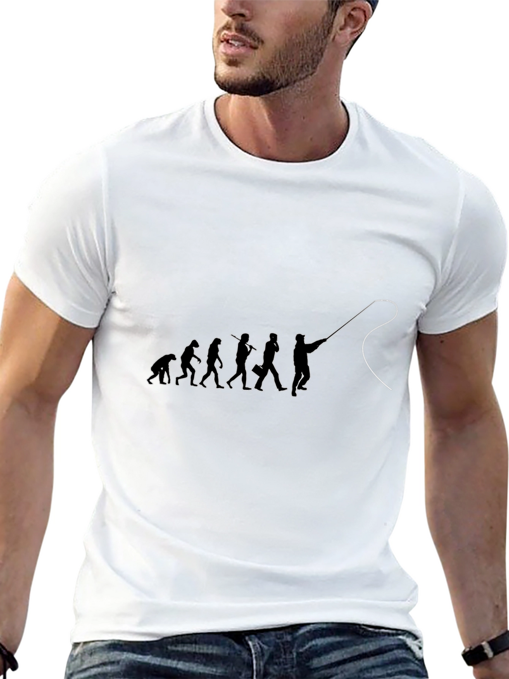 Evolution of Fishing Black T-Shirt