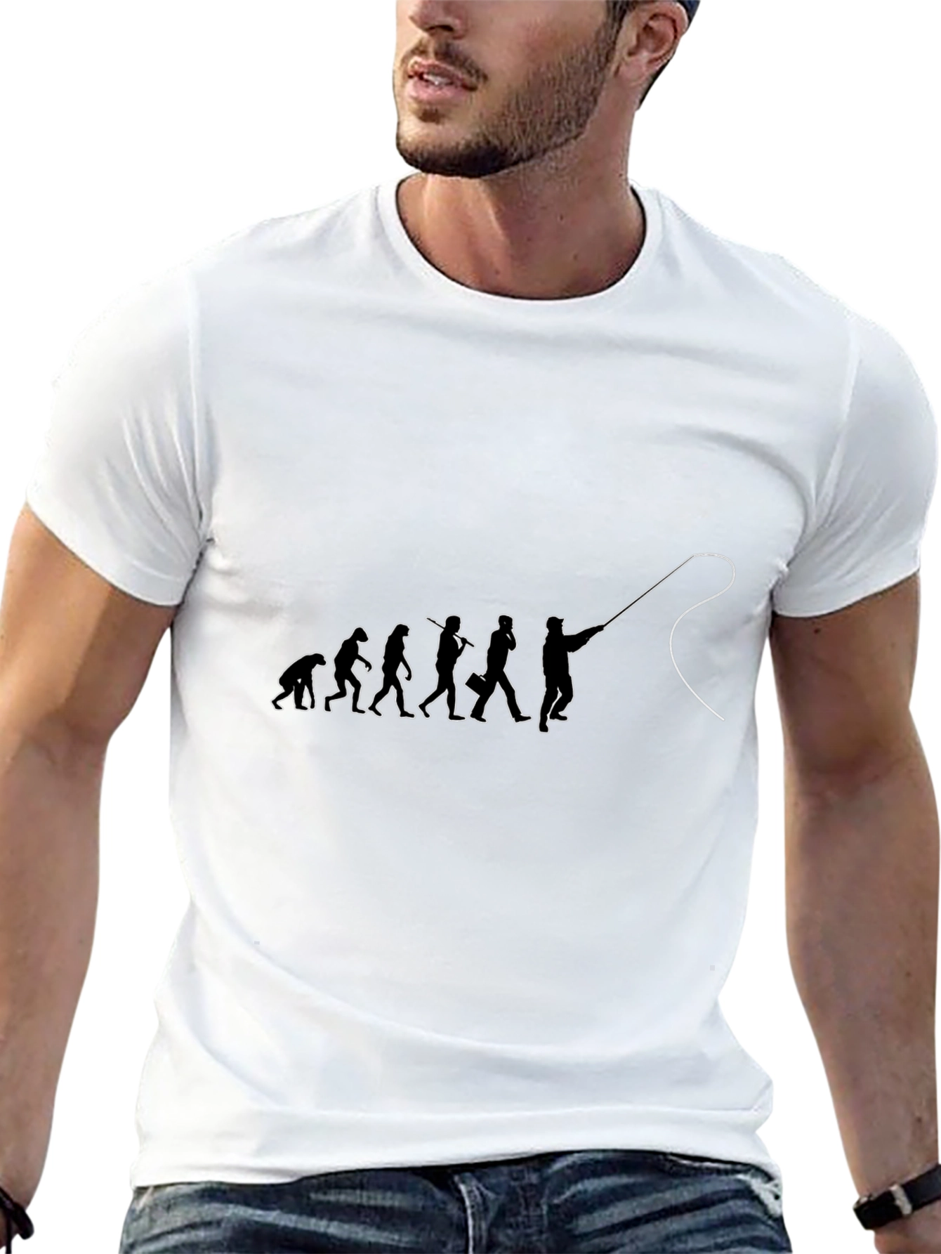 Evolution of Fishing Black T-Shirt