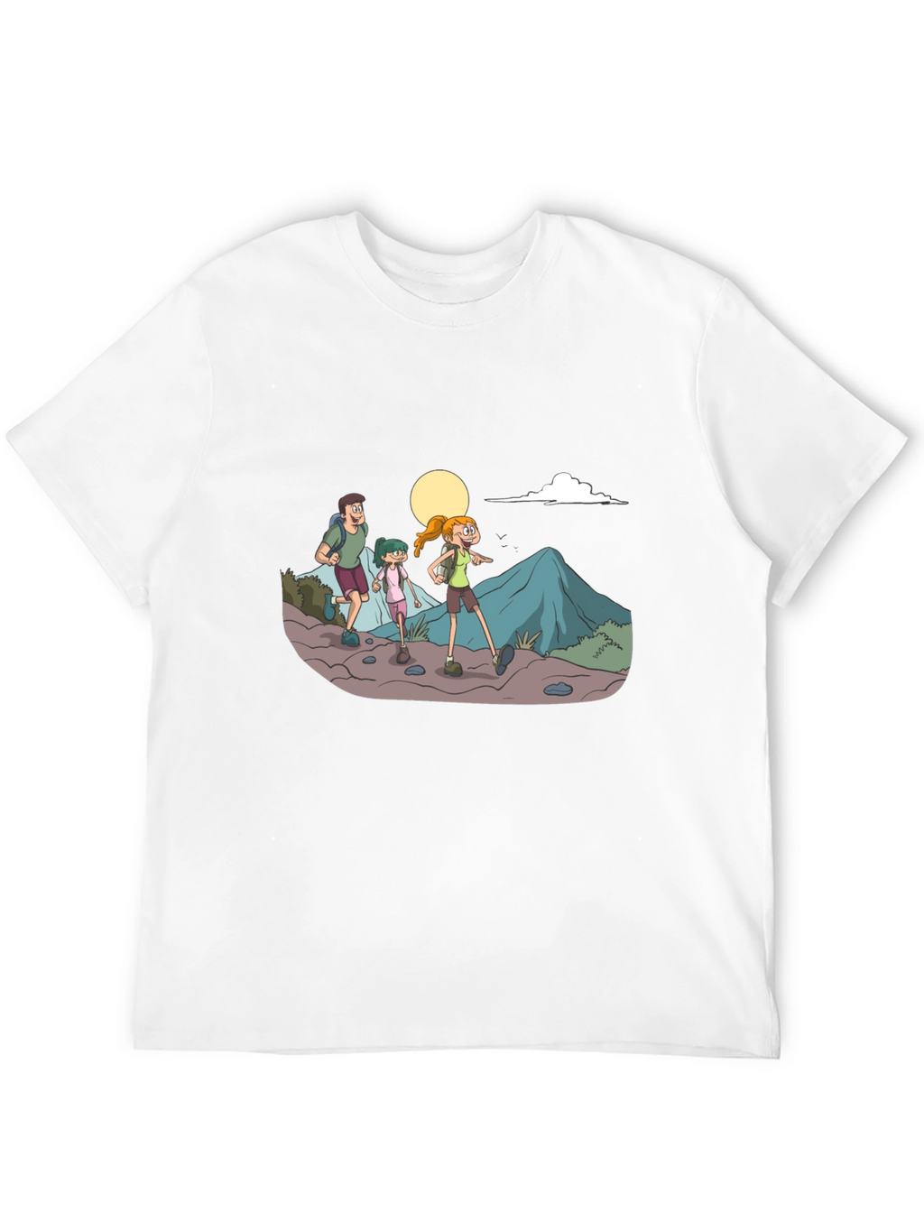 Hiking Family Graphic Tee - Black Cotton