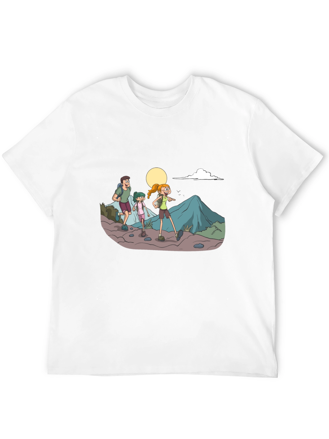 Hiking Family Graphic Tee - Black Cotton