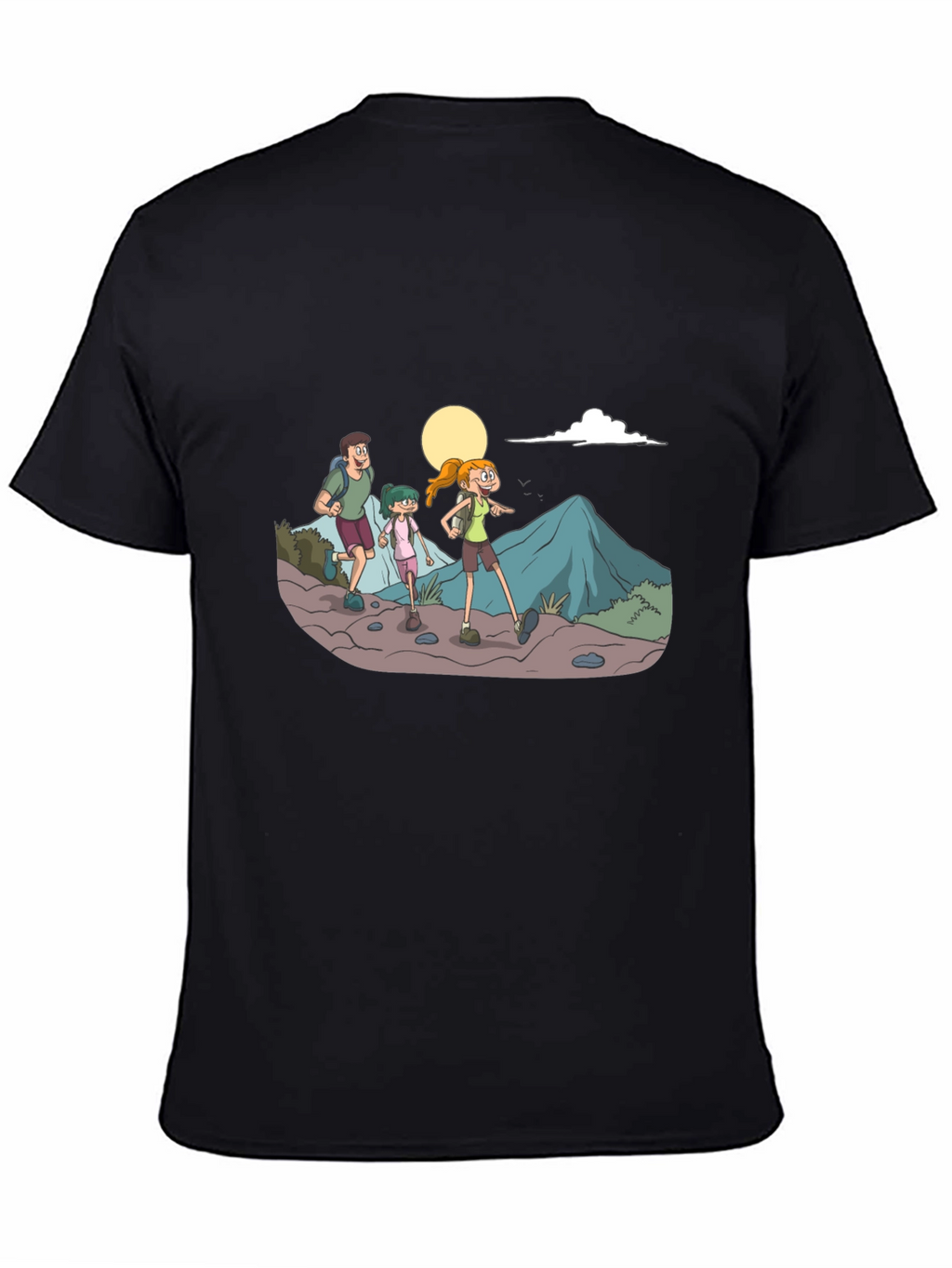 Hiking Family Graphic Tee - Black Cotton