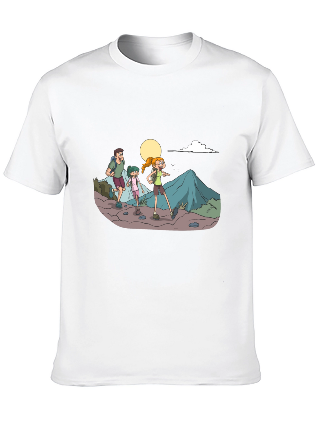 Hiking Family Graphic Tee - Black Cotton