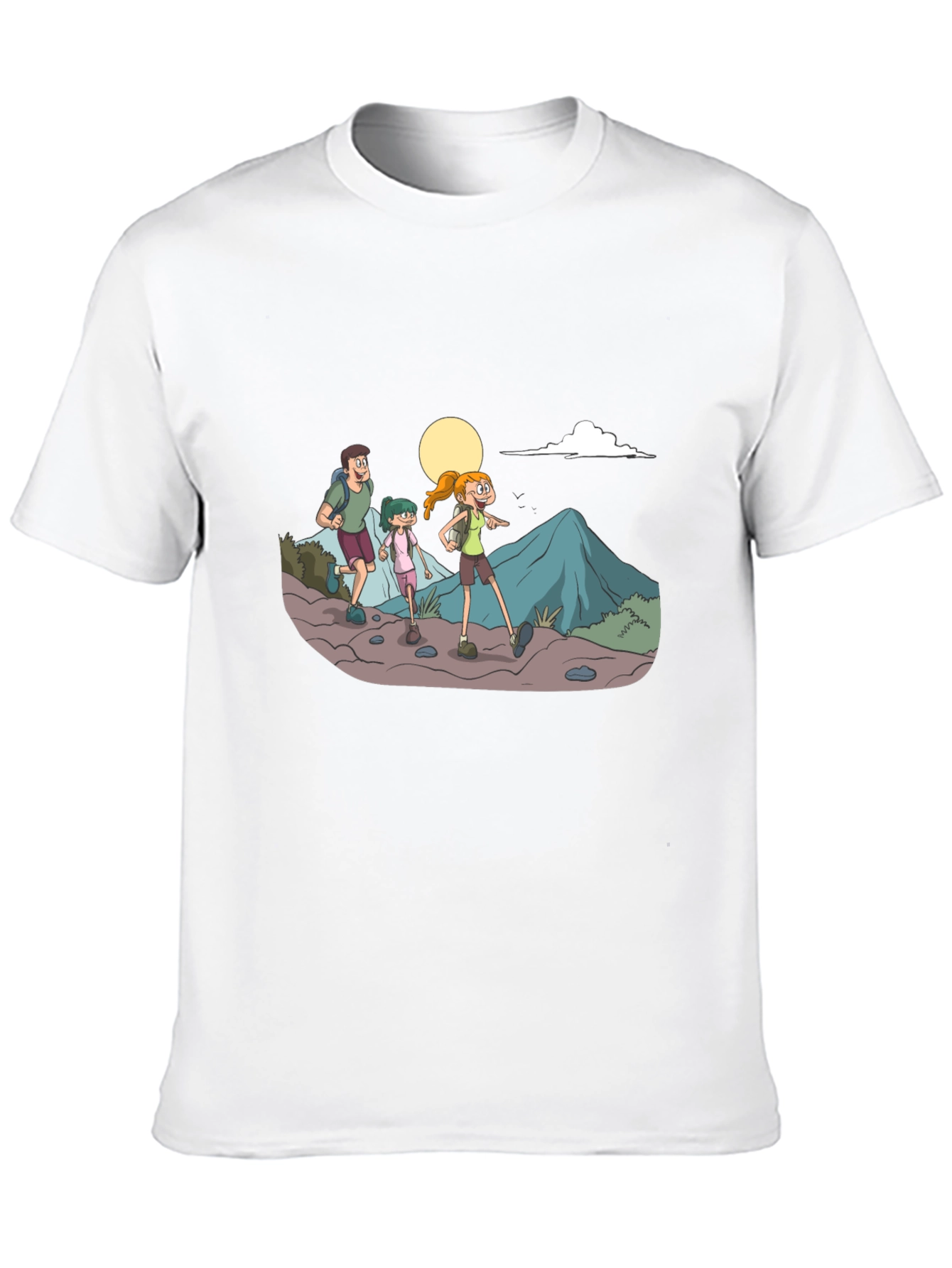 Hiking Family Graphic Tee - Black Cotton