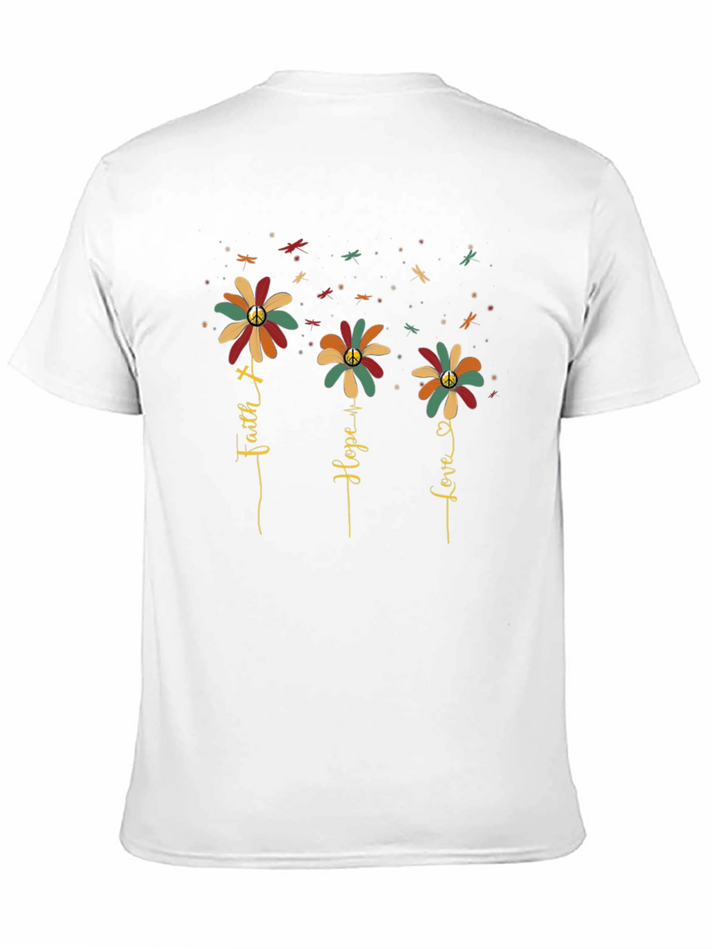 Faith Hope Love Flower Graphic Tee - Black