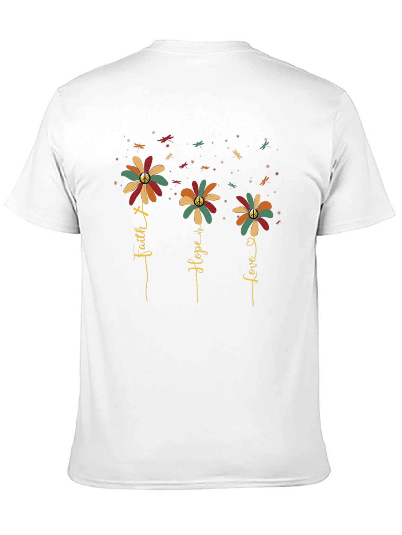 Faith Hope Love Flower Graphic Tee - Black
