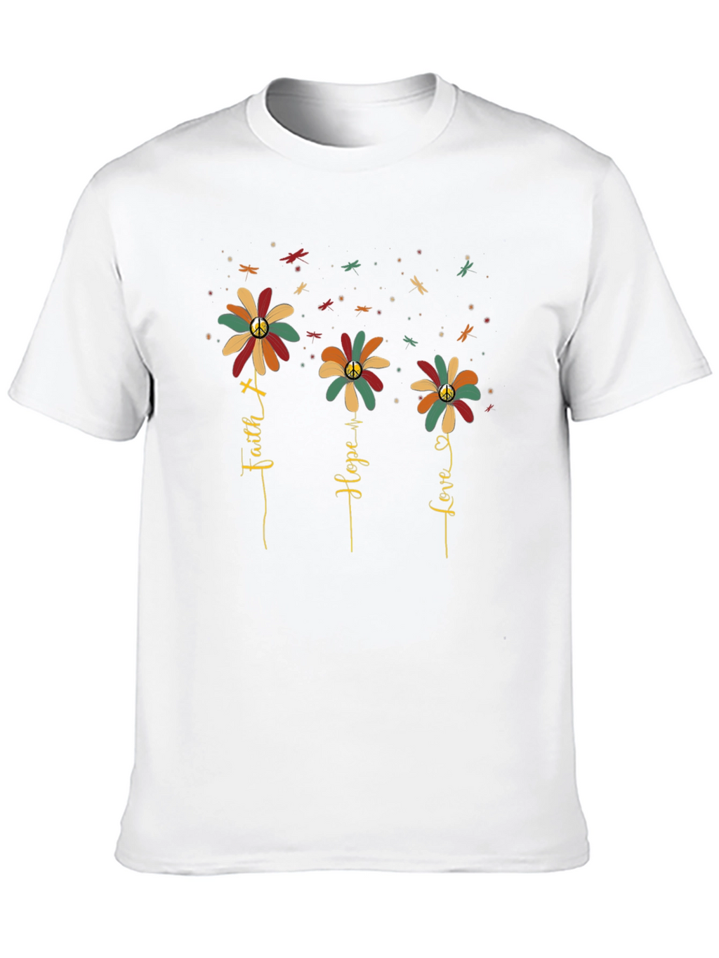 Faith Hope Love Flower Graphic Tee - Black