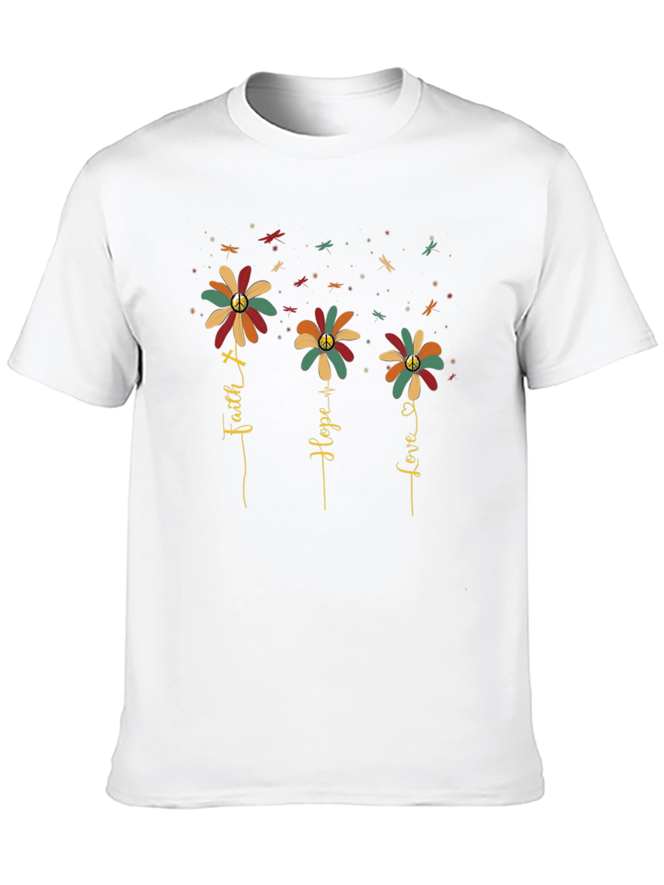 Faith Hope Love Flower Graphic Tee - Black