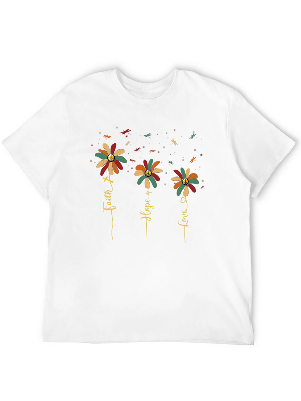Faith Hope Love Flower Graphic Tee - Black