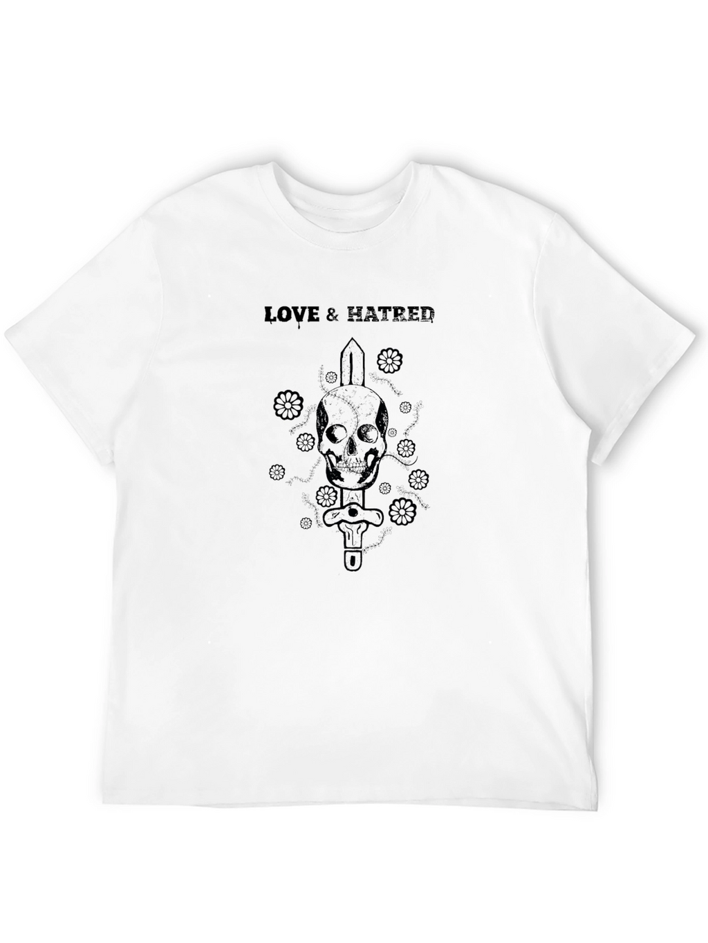 Love & Hatred Skull Sword Graphic T-Shirt