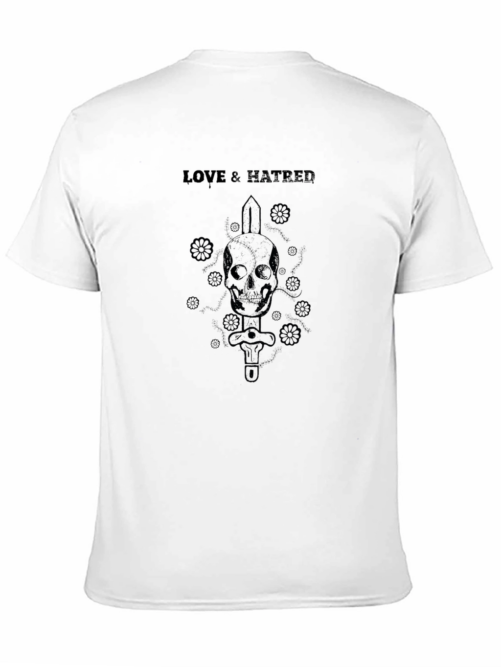 Love & Hatred Skull Sword Graphic T-Shirt