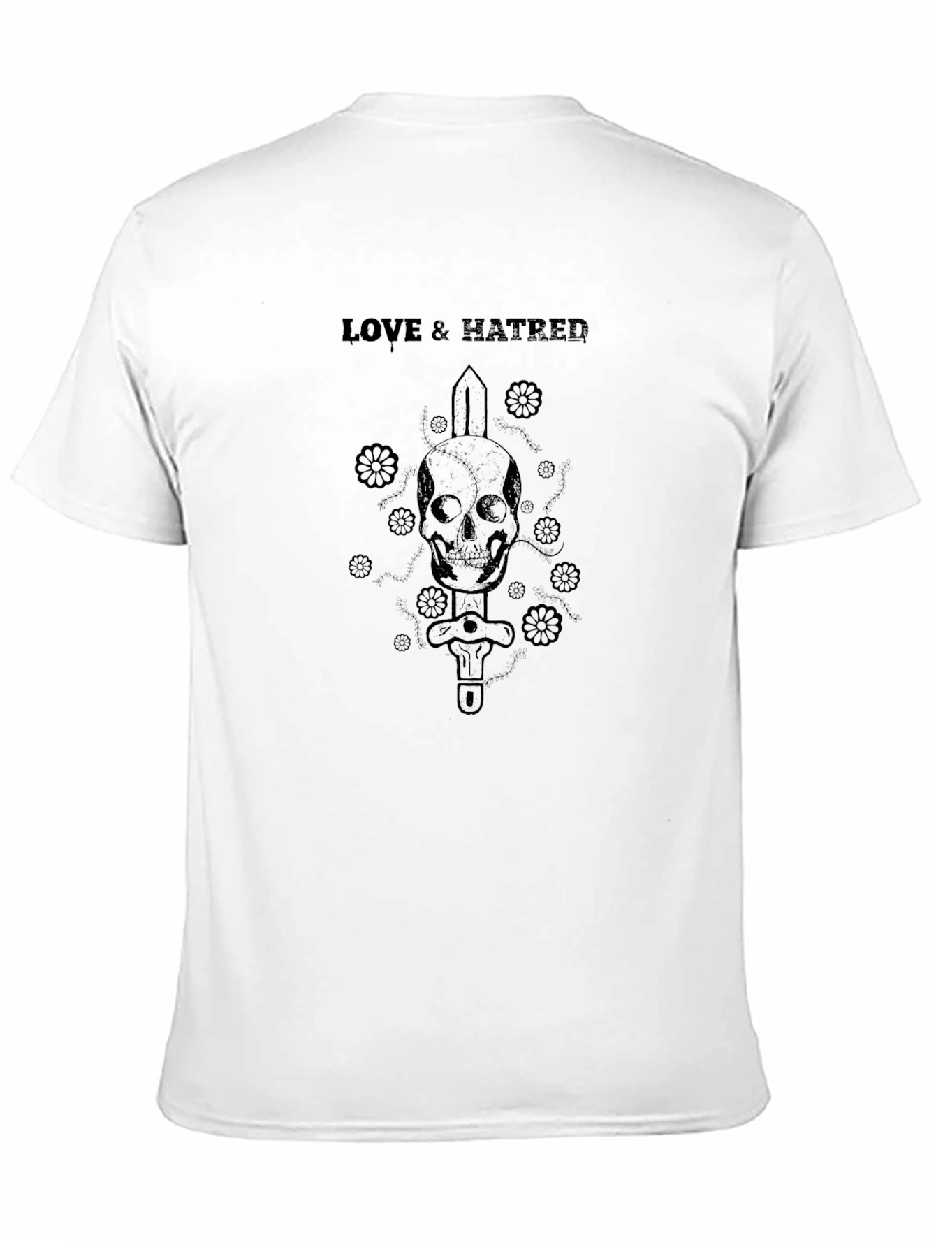 Love & Hatred Skull Sword Graphic T-Shirt
