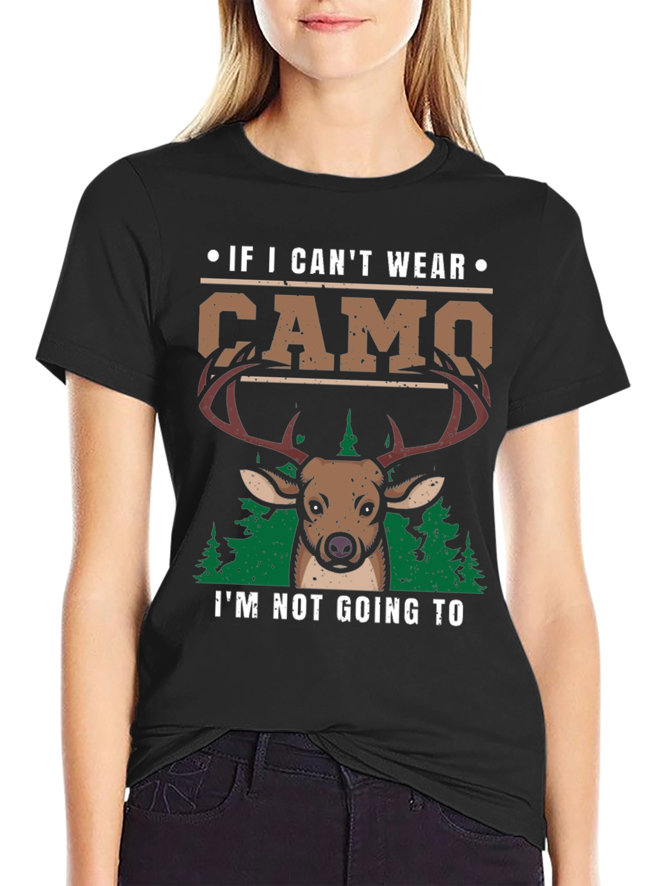Mens Camo Deer Graphic Print T-Shirt