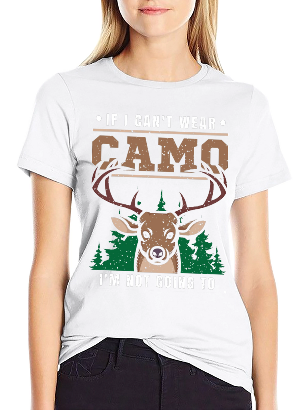Mens Camo Deer Graphic Print T-Shirt