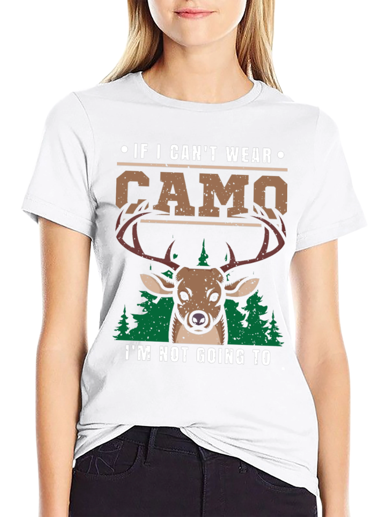 Mens Camo Deer Graphic Print T-Shirt