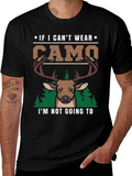 Mens Camo Deer Graphic Print T-Shirt