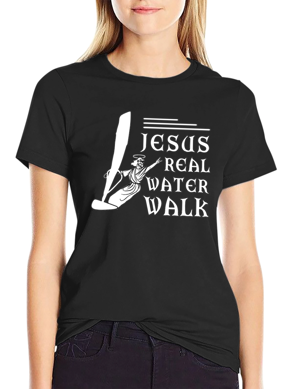 Jesus Real Water Walk Black T-Shirt