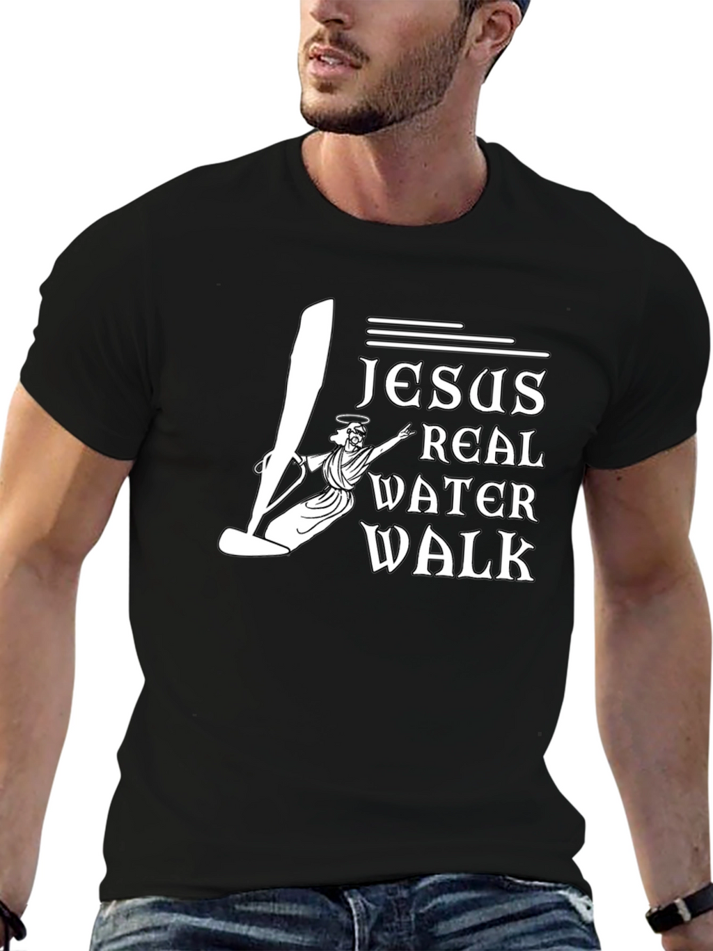 Jesus Real Water Walk Black T-Shirt