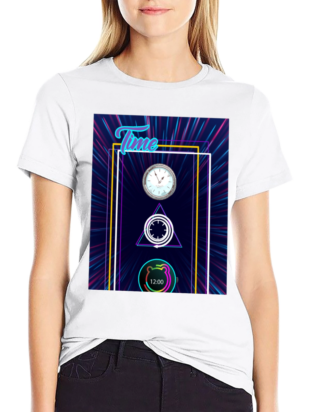 Time Flies Graphic Tee - Unique Neon Design