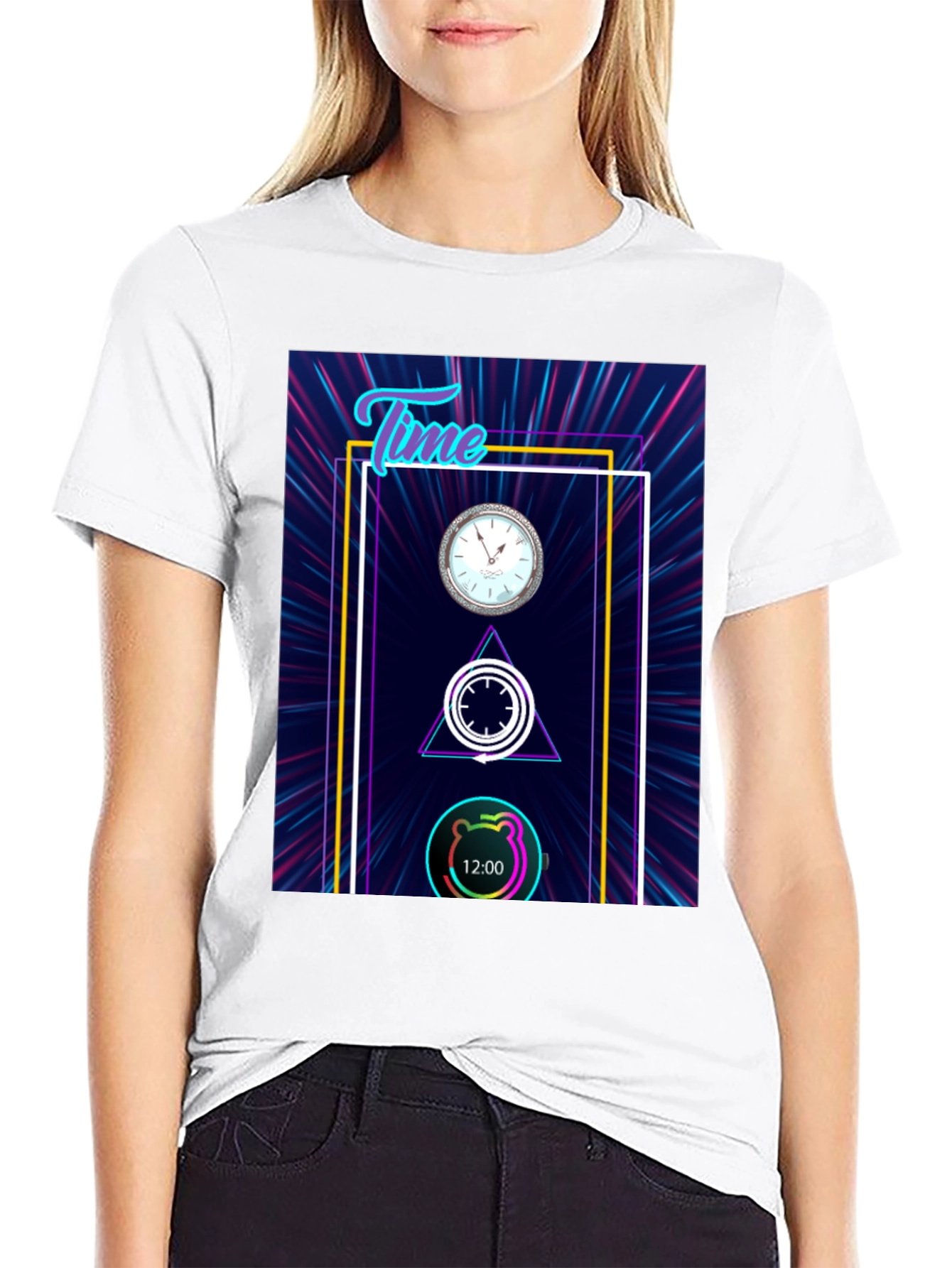 Time Flies Graphic Tee - Unique Neon Design