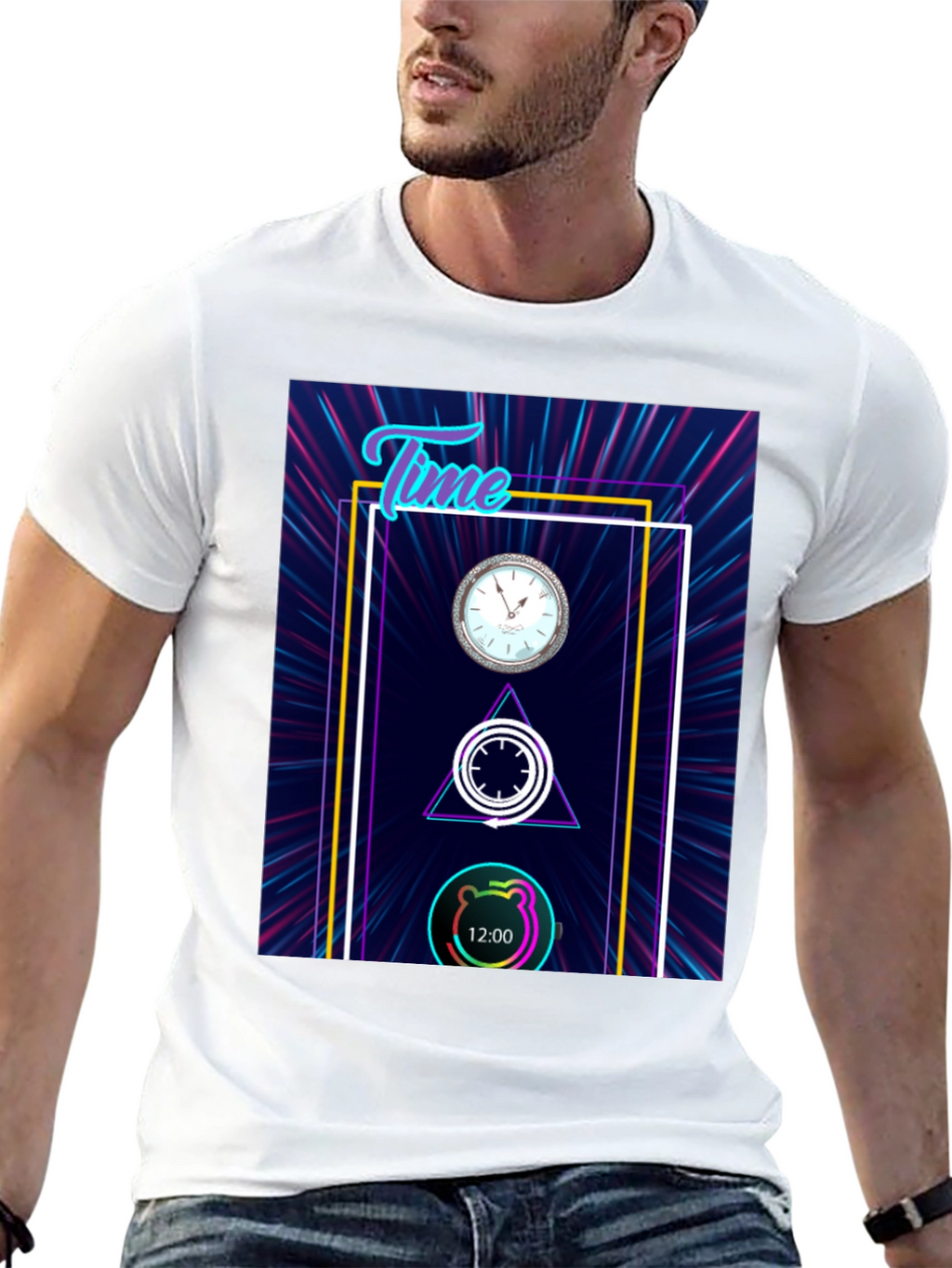 Time Flies Graphic Tee - Unique Neon Design